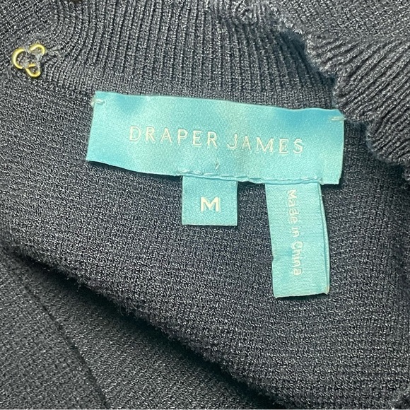 Draper James Sheer Yoke A-Line Sweater Dress Navy Blue Medium Modest Neutral - Picture 7 of 14